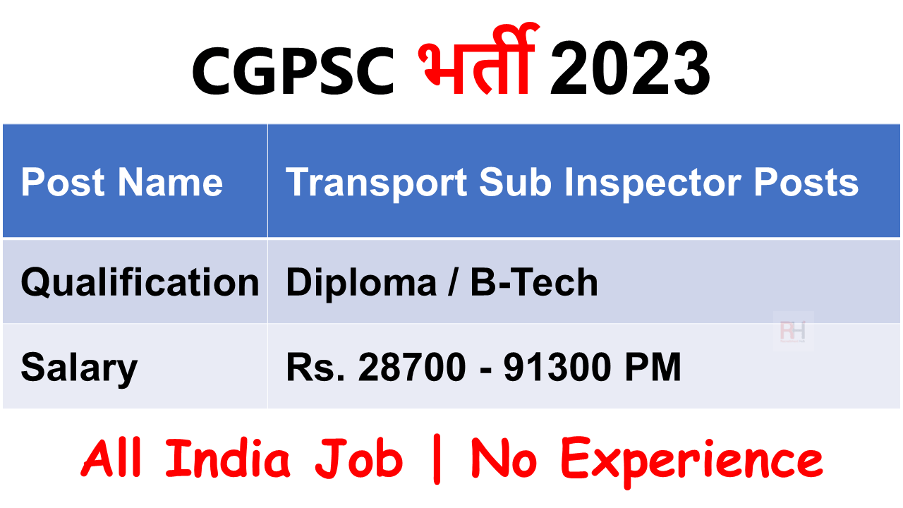 CGPSC Transport Sub Inspector Recruitment 2023