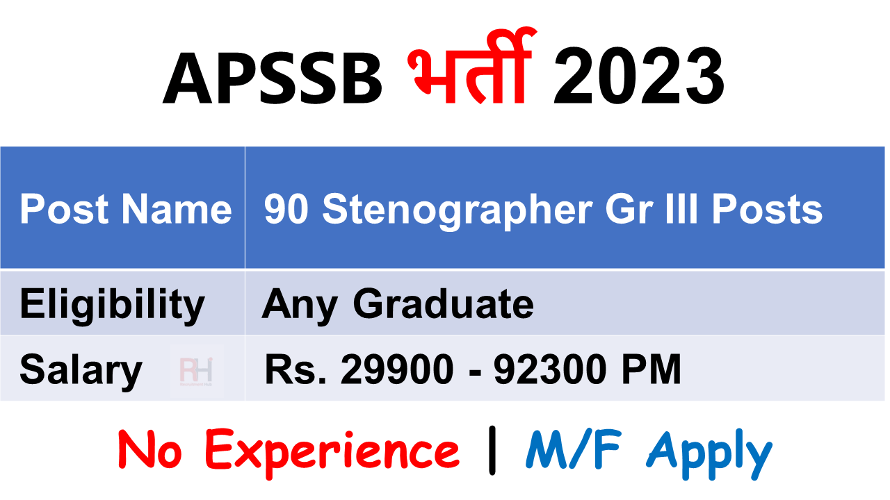 APSSB Personal Assistant Recruitment 2023